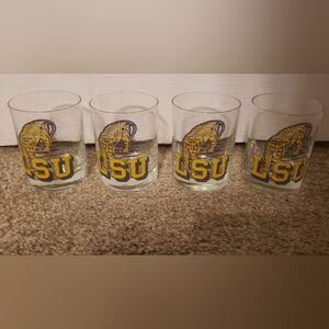 Vintage LSU Tiger Logo Glasses Set Of 4